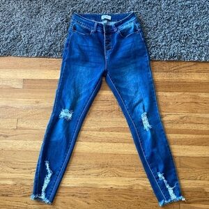 BAMBOO Blue High Waist Distressed Denim Jeans Size 7/8
